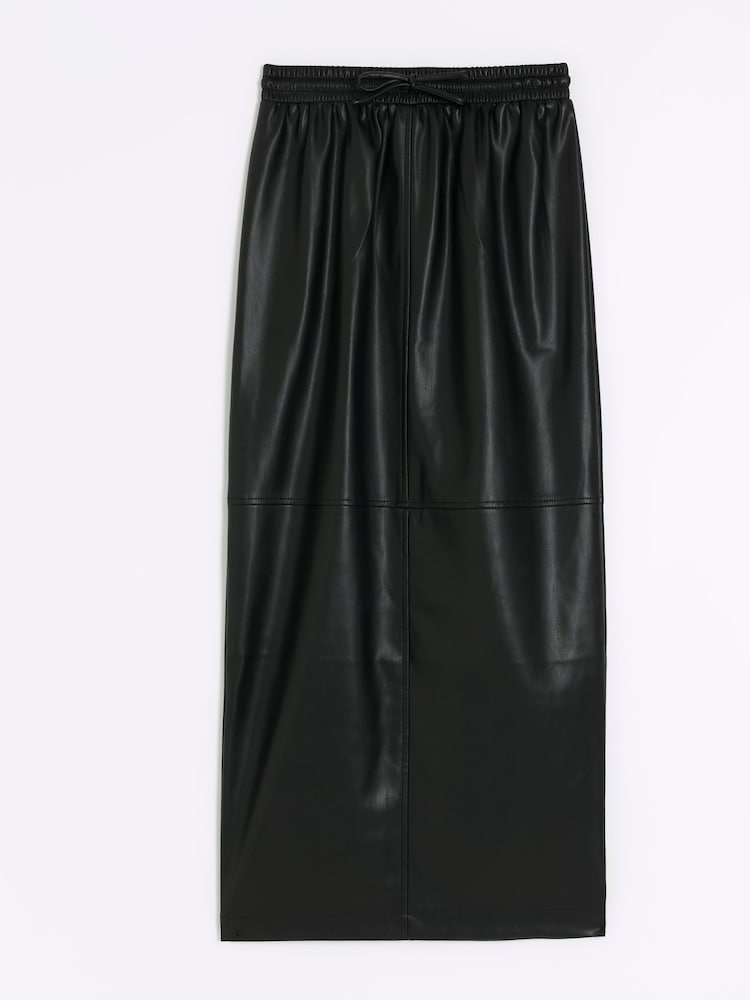 River Island Black Faux Leather Elasticated Maxi Skirt - Image 8 of 8