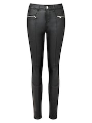 Joe Browns Black Essentials Zip Detail Faux Leather Trousers - Image 4 of 4