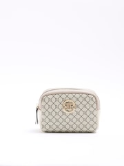 River Island Beige Monogram Make Up Bag - Image 1 of 4