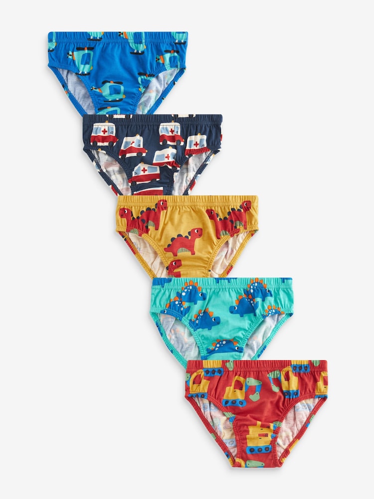 Bright Primary Print 100% Cotton Briefs 5 Pack (1.5-10yrs) - Image 1 of 8