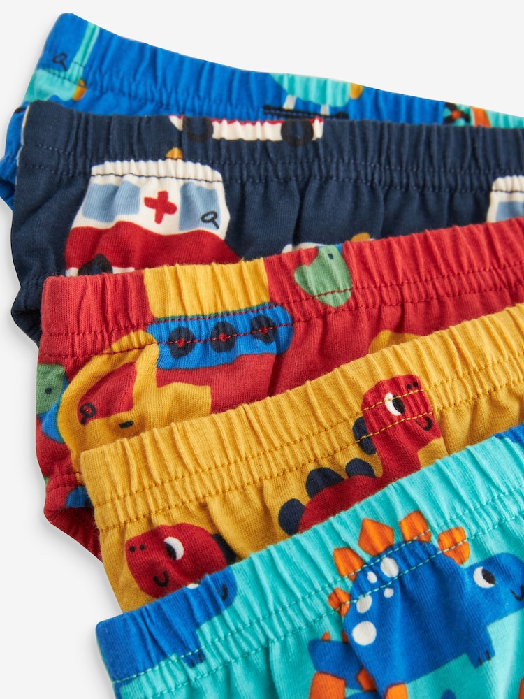 Bright Primary Print 100% Cotton Briefs 5 Pack (1.5-10yrs) - Image 8 of 8