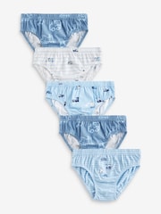 Blue Vehicle Print 100% Cotton Briefs 5 Pack (1.5-10yrs) - Image 1 of 8
