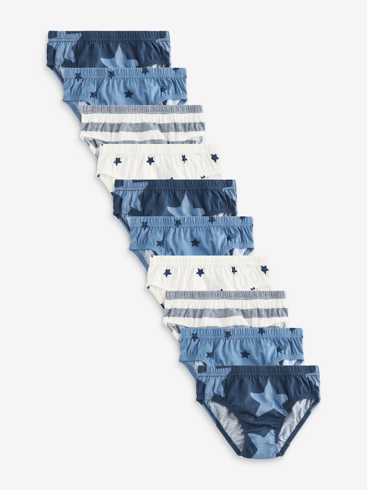 Blue Stars and Stripes Briefs 10 Pack (1.5-10yrs) - Image 1 of 8 Blue Stars and Stripes Briefs 10 Pack (1.5-10yrs) - Image 1 of 8