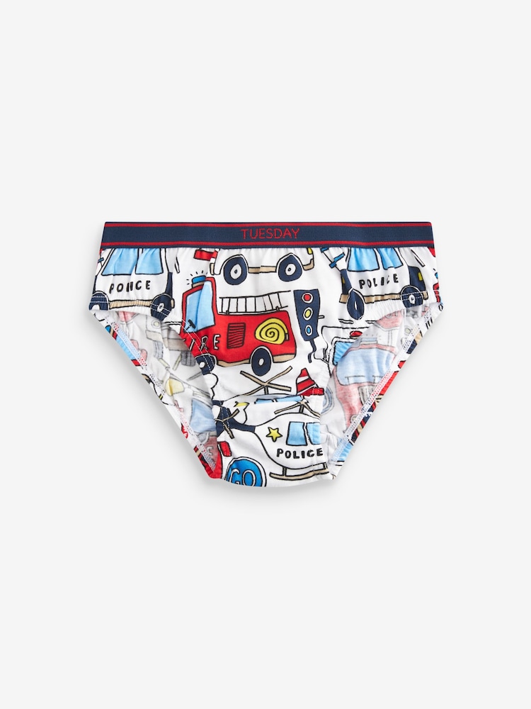 Emergency Vehicle Print 100% Cotton Briefs 7 Pack (1.5-8yrs) - Image 2 of 11 Emergency Vehicle Print 100% Cotton Briefs 7 Pack (1.5-8yrs) - Image 2 of 11