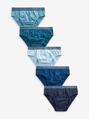 Blue Jacquard waistband 100% Cotton Briefs 5 Pack (1.5-16yrs) - Image 1 of 8