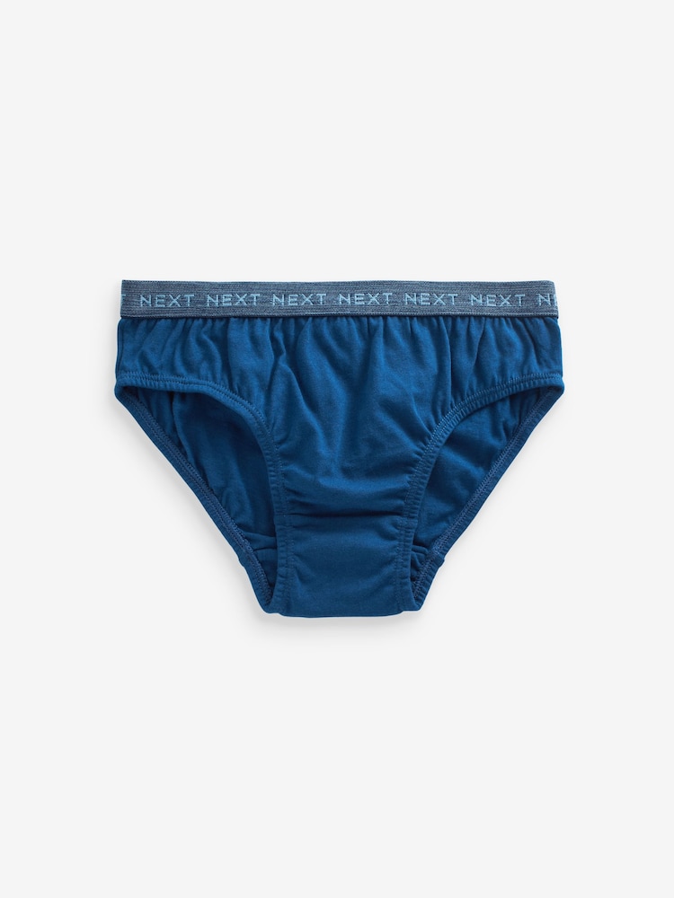 Blue Jacquard waistband 100% Cotton Briefs 5 Pack (1.5-16yrs) - Image 4 of 8