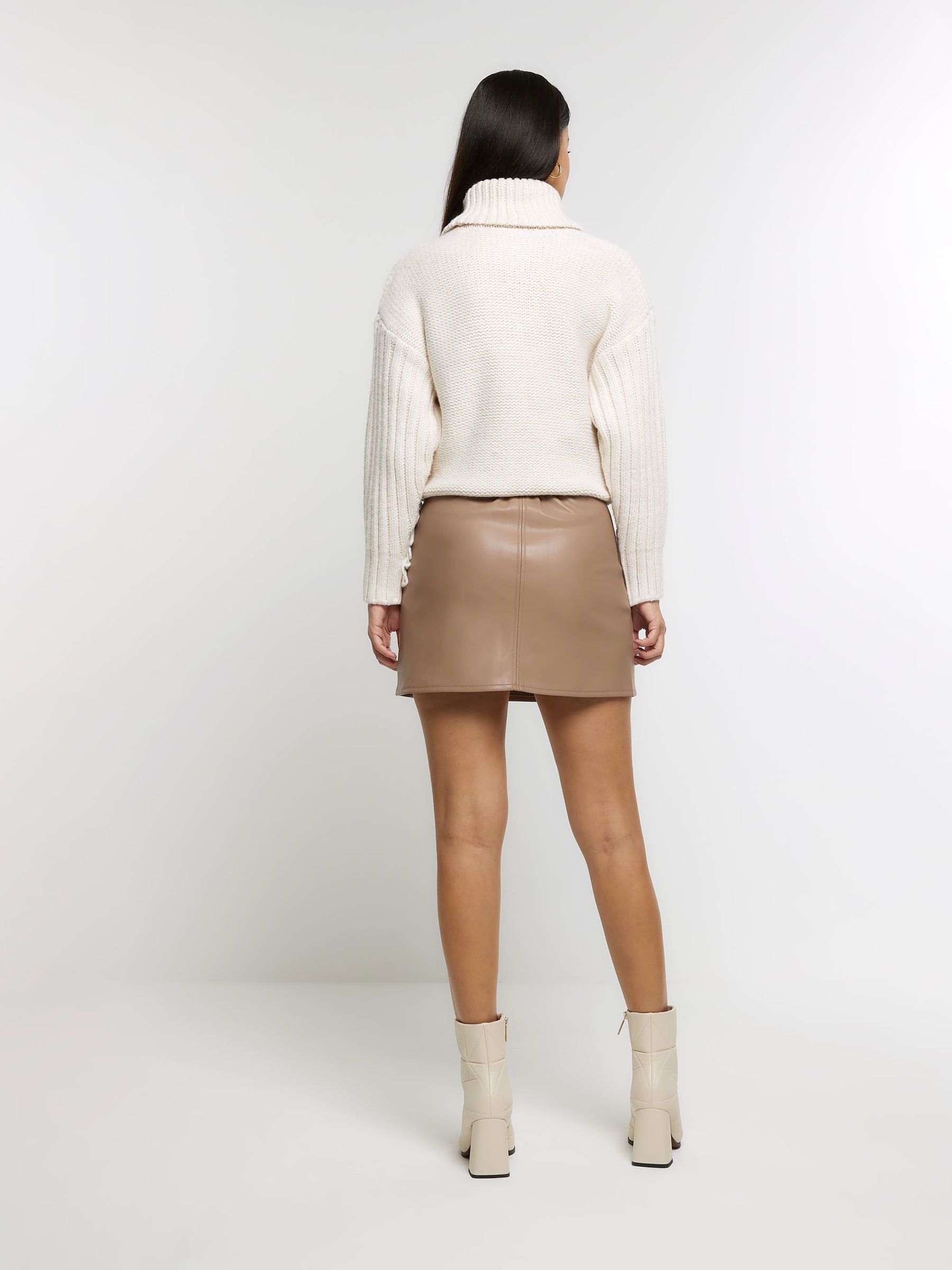 White leather skirt river island cheap