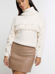 River Island Brown Faux Leather Mini Skirt - Image 7 of 12