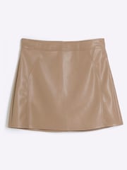 River Island Brown Faux Leather Mini Skirt - Image 9 of 12