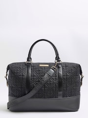 River Island Black Monogram Jacquard Holdall Bag - Image 1 of 4