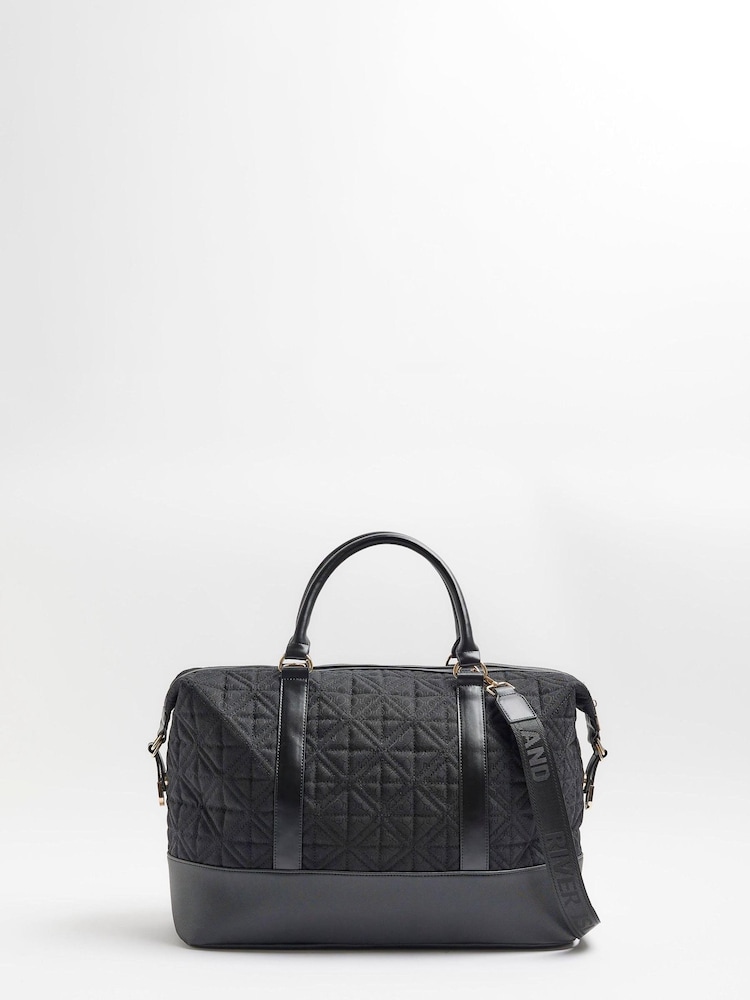 River Island Black Monogram Jacquard Holdall Bag - Image 2 of 4
