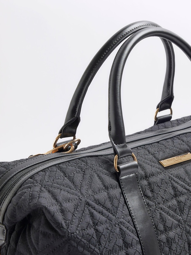 River Island Black Monogram Jacquard Holdall Bag - Image 4 of 4