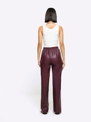 River Island Red Elasticated Waist Coated Trousers - Image 2 of 4