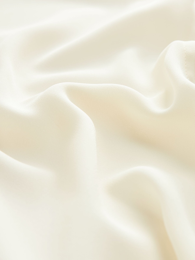 Ecru Cream Long Sleeve Overhead V-Neck Relaxed Fit Blouse - Image 7 of 7