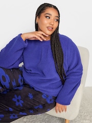 Yours Curve Purple Purple Daisy Fleece Loungewear Set - Image 4 of 5