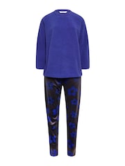 Yours Curve Purple Purple Daisy Fleece Loungewear Set - Image 5 of 5