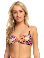 Roxy Floral Printed Black Bikini Top - Image 1 of 5
