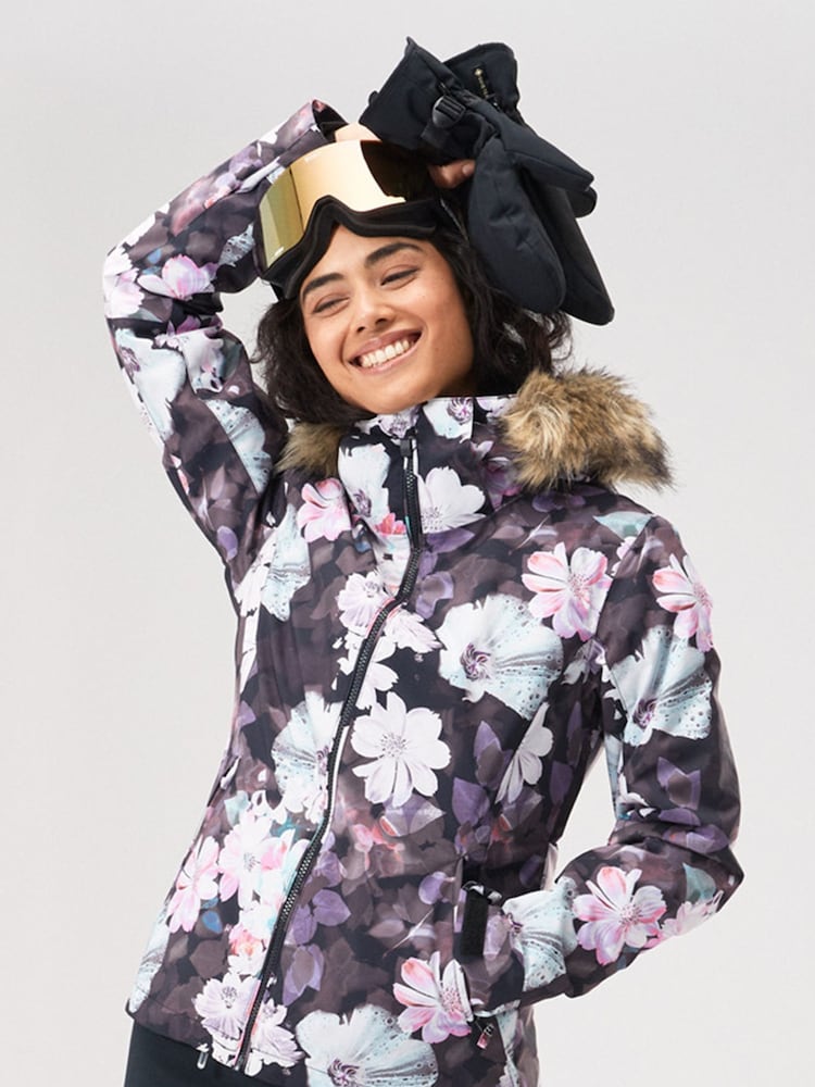 Roxy Snow Jet Floral Ski Black Jacket - Image 1 of 6