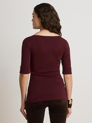 Rojo - Camiseta de algodón elástico con cuello barco Judy de Lauren Ralph Lauren - Imagen 2 de 10