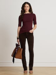 Rojo - Camiseta de algodón elástico con cuello barco Judy de Lauren Ralph Lauren - Imagen 3 de 10