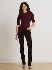 Rojo - Camiseta de algodón elástico con cuello barco Judy de Lauren Ralph Lauren - Imagen 5 de 10