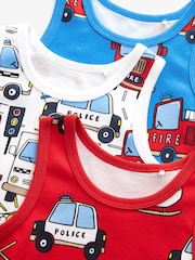 Emergency Vehicle Print 100% Cotton Printed Vests 3 Pack (1.5-8yrs) - Image 3 of 3