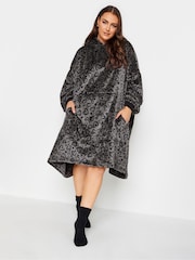 Yours Curve Grey Animal Heart Snuggle Hoodie - Image 1 of 4