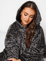 Yours Curve Grey Animal Heart Snuggle Hoodie - Image 4 of 4