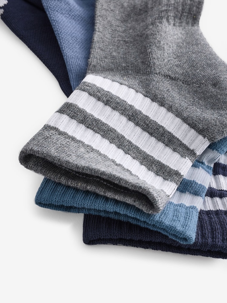 adidas Blue 3-Stripes Cushioned Sportswear Mid Cut Socks 3 Pairs - Image 3 of 4