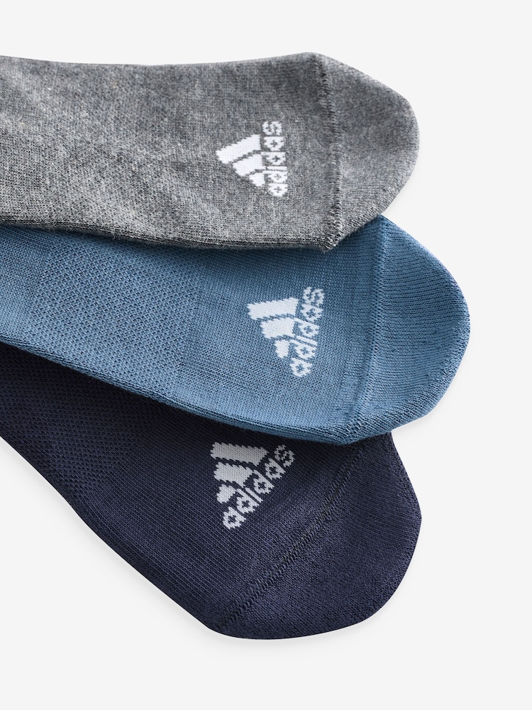 adidas Blue 3-Stripes Cushioned Sportswear Mid Cut Socks 3 Pairs - Image 4 of 4