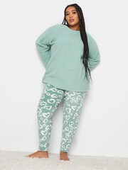 Yours Curve živalski vzorci srce; srčast (sintetična tkanina) borg Fleece Loungewear Set - Slika 3 iz 5