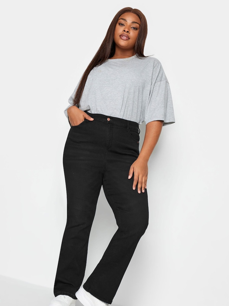 Yours Curve Black Bootcut Stretch ISLA Jeans - Image 2 of 4