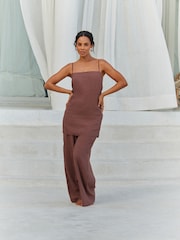 Chocolate Brown Rochelle Humes Coord Pull-Ons Wide Leg Trousers - Image 3 of 8