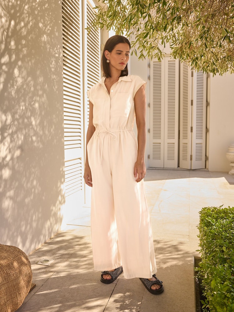Cream Utility Jumpsuit - Image 1 of 6