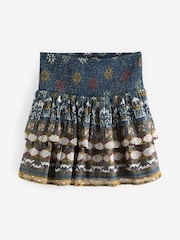 Blue/Navy Shirred Mini RaRa Skirt - Image 8 of 9