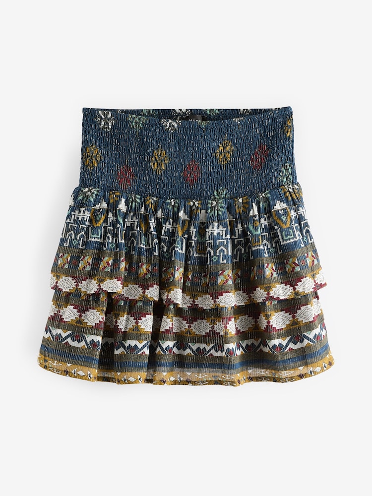 Blue/Navy Shirred Mini RaRa Skirt - Image 8 of 9