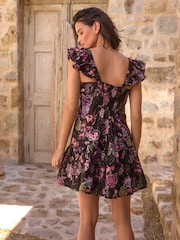 Black/Pink Feminine Frill Mini Summer Dress - Image 4 of 8