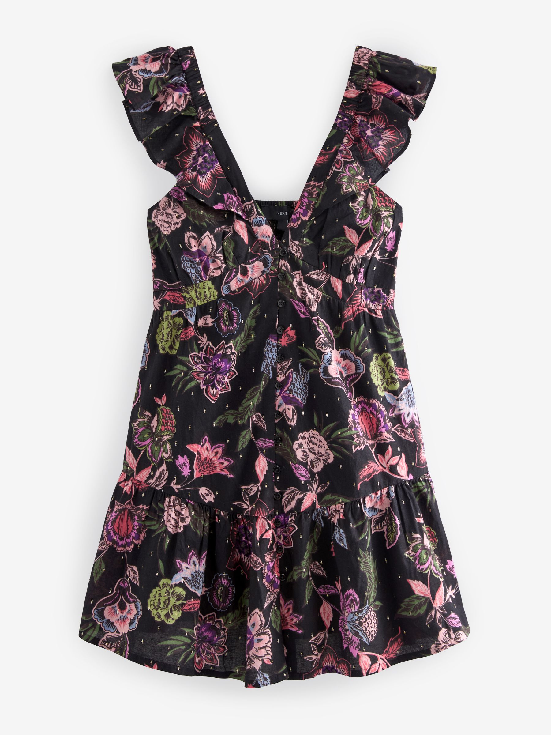 Buy Black/Pink Feminine Frill Mini Summer Dress from Next
