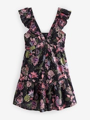 Black/Pink Feminine Frill Mini Summer Dress - Image 7 of 8