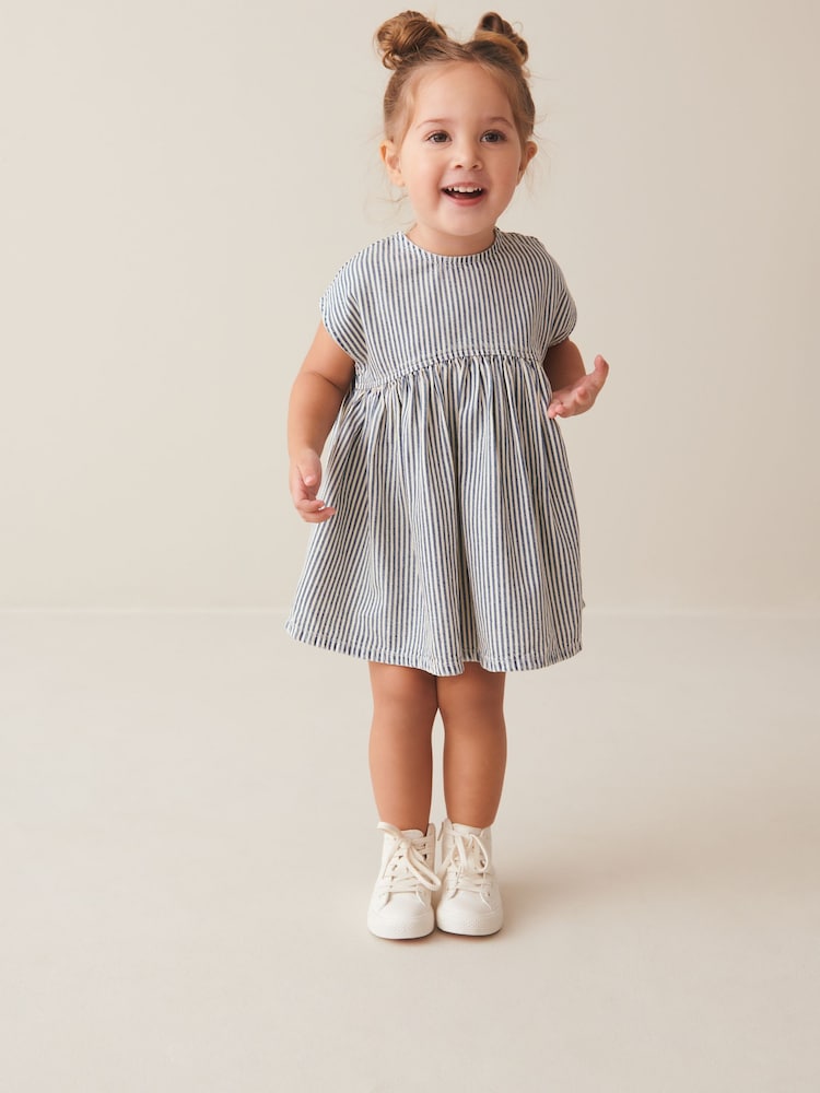 Blue Stripe Boxy Cotton Dress (3mths-7yrs) - Image 1 of 7