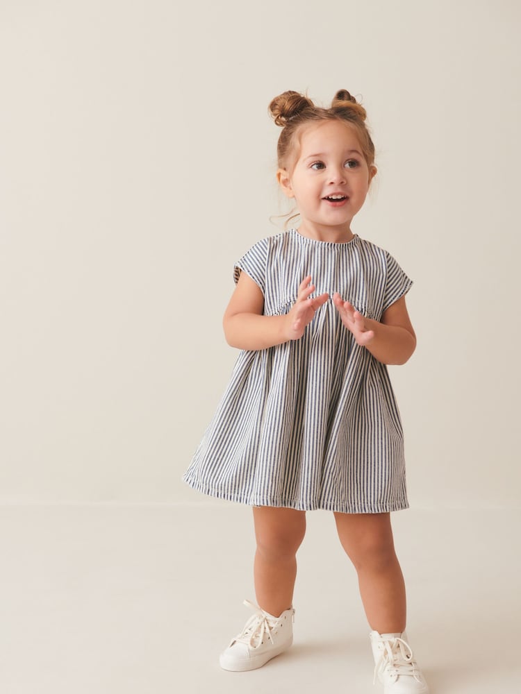 Blue Stripe Boxy Cotton Dress (3mths-7yrs) - Image 2 of 7