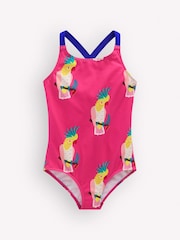Boden Pink Cross Back Printed Swimsuit - Image 1 of 3