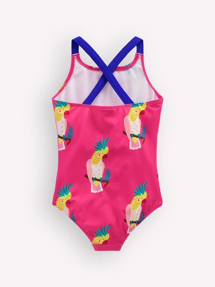 Boden Pink Cross Back Printed Swimsuit - Image 2 of 3
