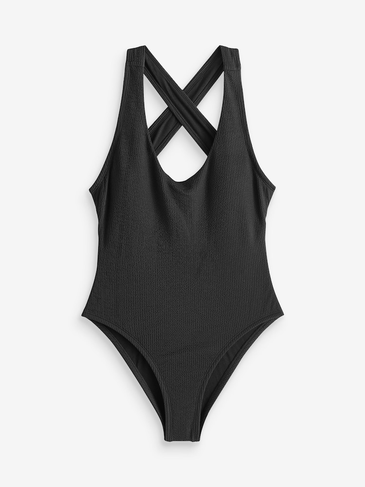 Nike Black Swim Crinkle Textured Swimsuit - Image 6 of 6
