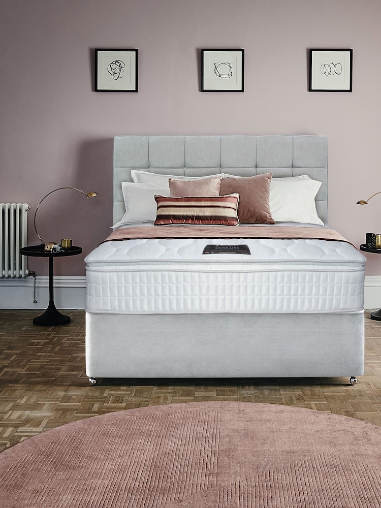 Sleepeezee Grey Cooluxe 2000 Mattress and 2 Drawer Divan Base Set - Image 1 of 2