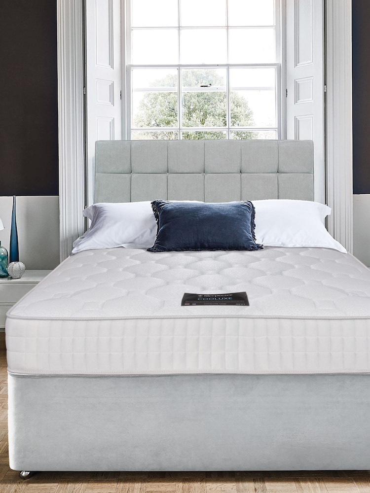 Sleepeezee Grey Cooluxe 1600 Mattress and 2 Drawer Divan Base Set - Image 1 of 2
