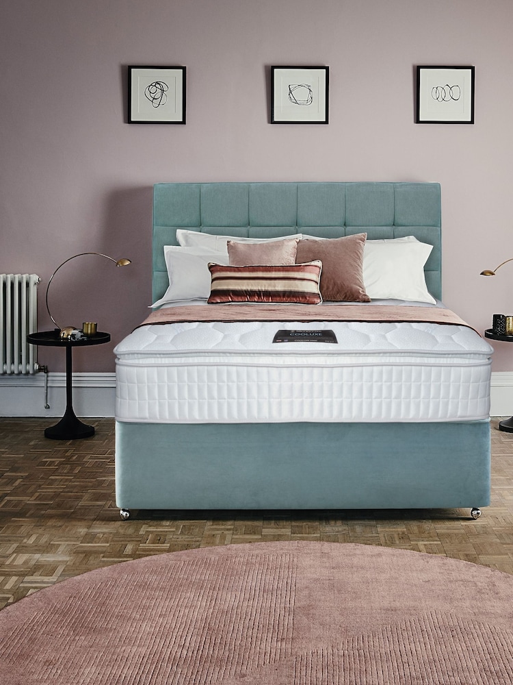 Sleepeezee Green Cooluxe 2000 Mattress and 2 Drawer Divan Base Set - Image 1 of 2