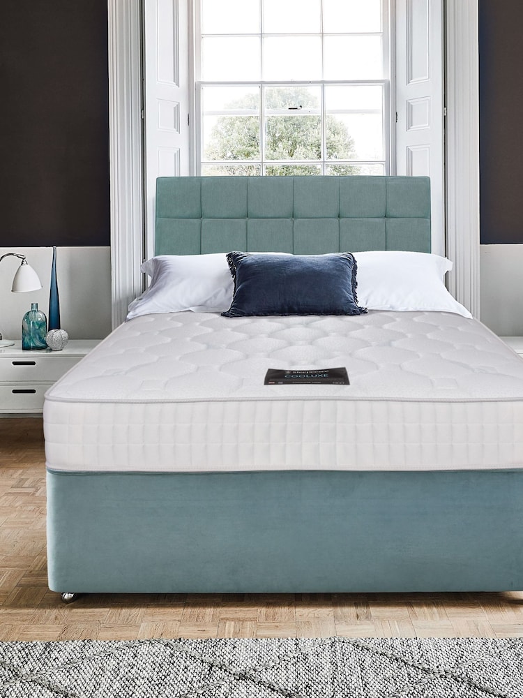 Sleepeezee Green Cooluxe 1600 Mattress and 2 Drawer Divan Base Set - Image 1 of 2