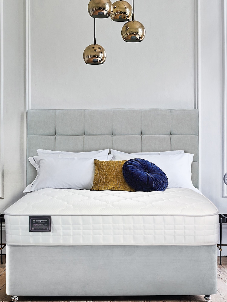 Sleepeezee Grey Memory Ultra 2500 Mattress and 2 Drawer Divan Base Set - Image 1 of 2
