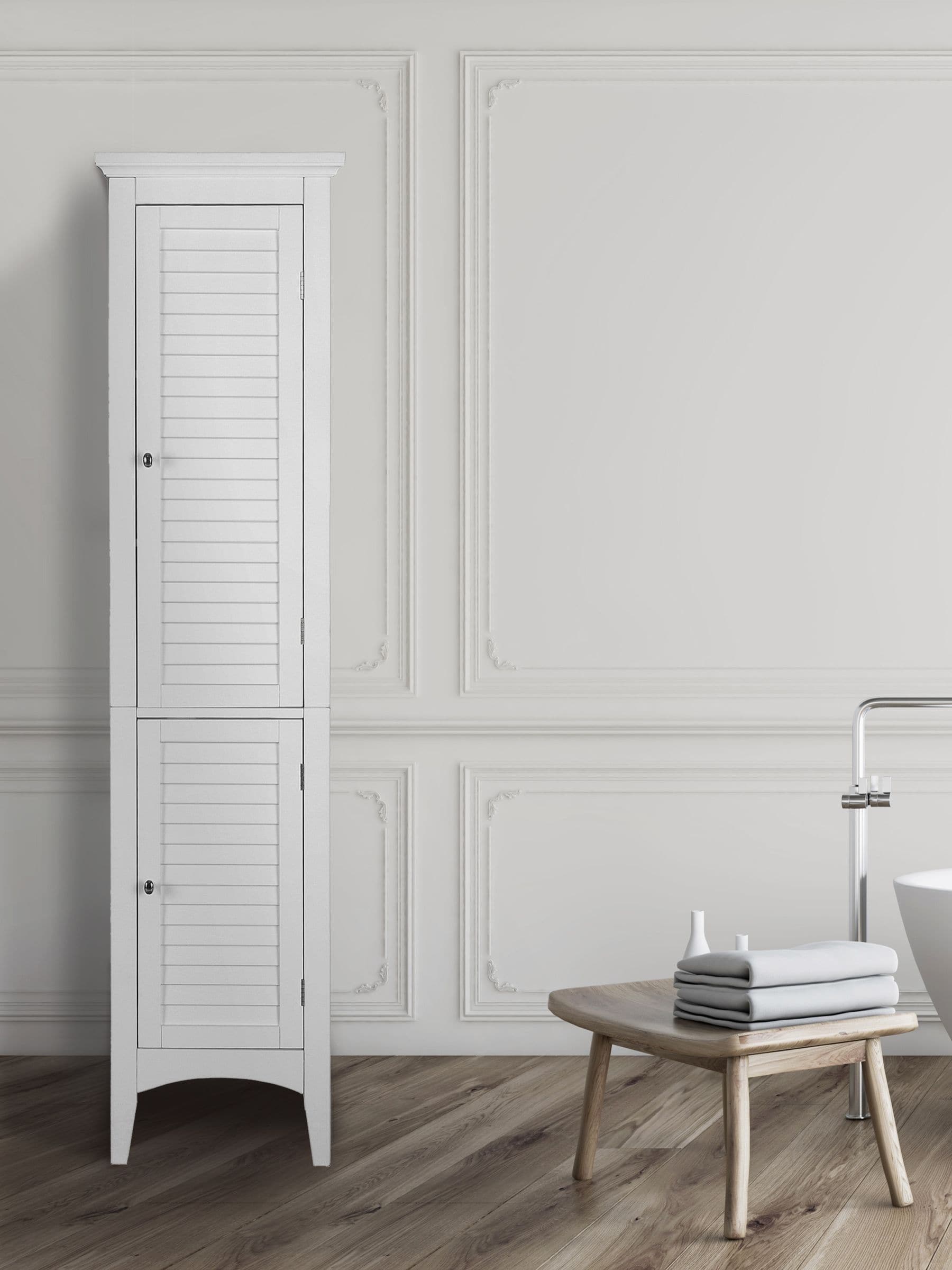 Buy Teamson Home White Glancy Wooden Bathroom Tall Linen Storage Unit from the Next UK online shop